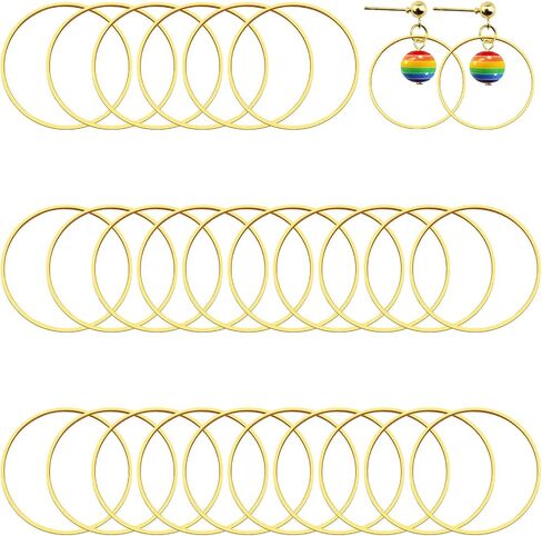 200pcs Earrings Beading Hoop 12/15/20/25mm Earring Finding Beading Hoop Earrings Hypoallergenic Round Earrings Open Bezel Pendant Frame for DIY Jewelry Making(Silver) in Kuwait