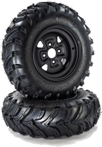Set Of 2 25x8-12 ATV Tires,6PR UTV Tires with 12" Wheel Rim 4 Lug,All-Season 12x6" Rim 25x8-12 ATV Tire For UTV Trail Off-Road Mud Sand Terrain-PCD:110 * 4,ET:3.5+2.5 in Saudi Arabia