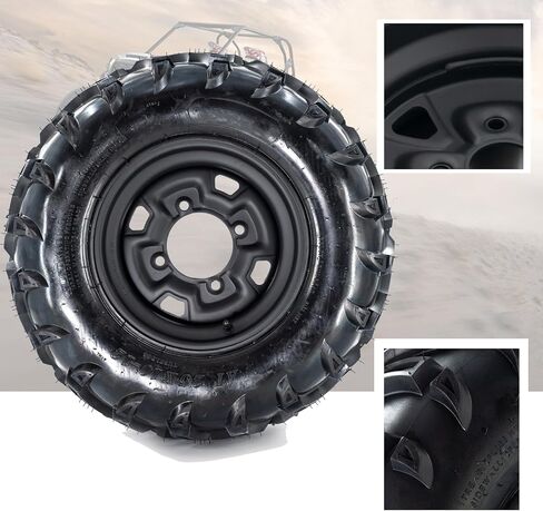 Set Of 2 25x8-12 ATV Tires,6PR UTV Tires with 12" Wheel Rim 4 Lug,All-Season 12x6" Rim 25x8-12 ATV Tire For UTV Trail Off-Road Mud Sand Terrain-PCD:110 * 4,ET:3.5+2.5 in Saudi Arabia