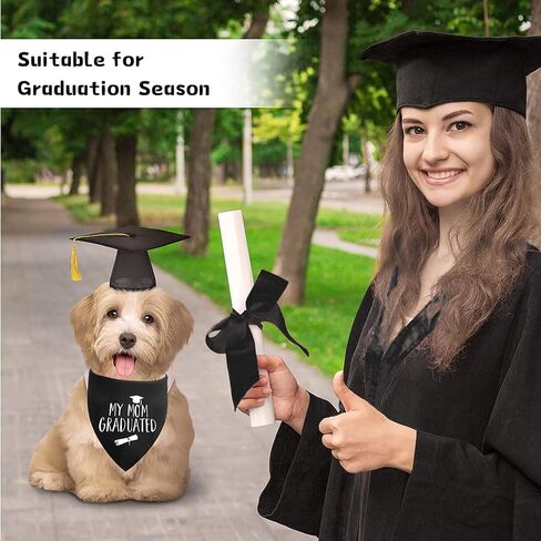 2025 Maroon Graduation Dog Bandanas Puppy Scarf - My Mom Graduated Dog Outfits - 2 Pcs Adjustable Triangle Double-Layer Reversible Pet Bandanas for Small Medium Large Dogs in Kuwait