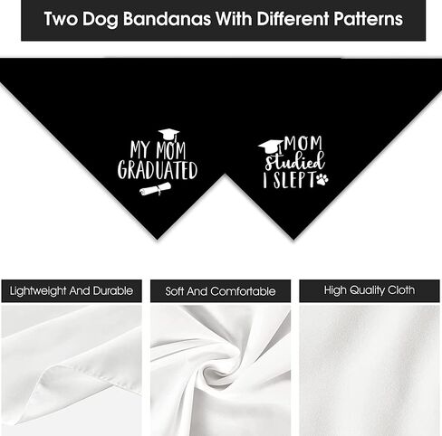 2025 Maroon Graduation Dog Bandanas Puppy Scarf - My Mom Graduated Dog Outfits - 2 Pcs Adjustable Triangle Double-Layer Reversible Pet Bandanas for Small Medium Large Dogs in Kuwait