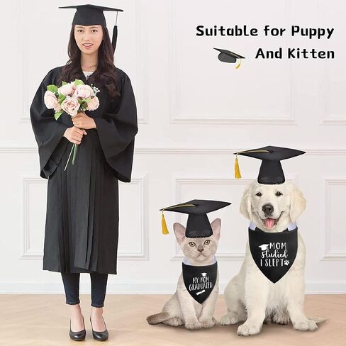 2025 Maroon Graduation Dog Bandanas Puppy Scarf - My Mom Graduated Dog Outfits - 2 Pcs Adjustable Triangle Double-Layer Reversible Pet Bandanas for Small Medium Large Dogs in Kuwait