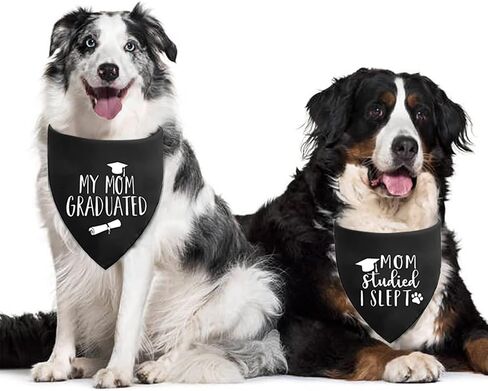 2025 Maroon Graduation Dog Bandanas Puppy Scarf - My Mom Graduated Dog Outfits - 2 Pcs Adjustable Triangle Double-Layer Reversible Pet Bandanas for Small Medium Large Dogs in Kuwait
