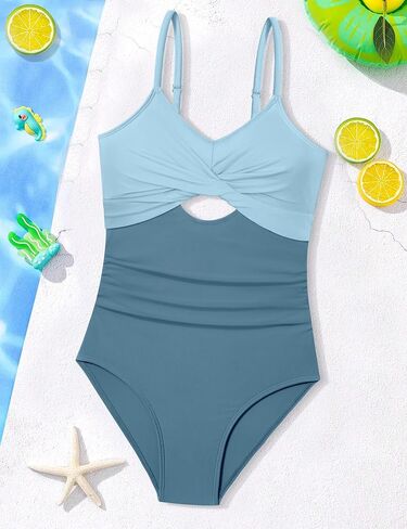 Wiqi Girls Swimsuit قطعة واحدة للسباحة تويست أشرطة قابلة للتعديل in Kuwait