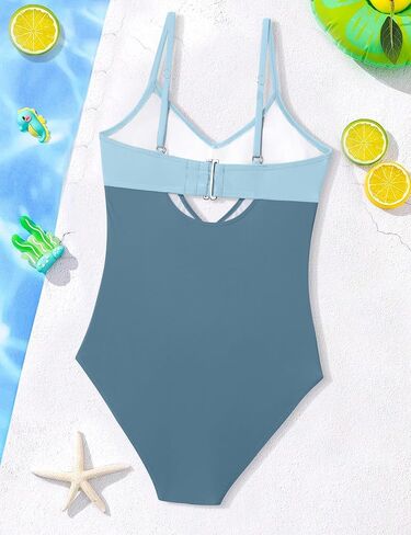 Wiqi Girls Swimsuit قطعة واحدة للسباحة تويست أشرطة قابلة للتعديل in Kuwait