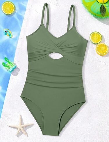 Wiqi Girls Swimsuit قطعة واحدة للسباحة تويست أشرطة قابلة للتعديل in Kuwait