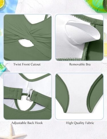 Wiqi Girls Swimsuit قطعة واحدة للسباحة تويست أشرطة قابلة للتعديل in Kuwait