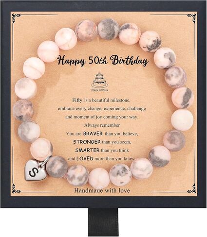 Fmeida Birthday Gifts for Women - Natural Stone Stretch Bracelets for 30th 35th 40th 50th 60th 70th - Perfect for Teacher Appreciation Gifts in Kuwait