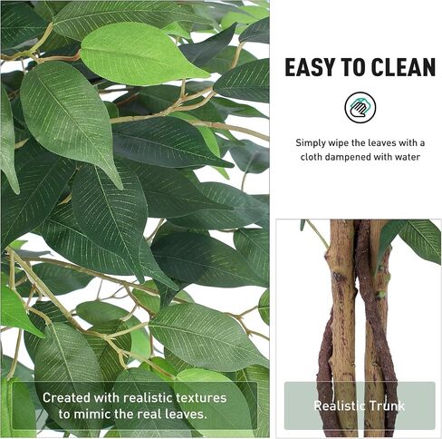 Artificial Ficus Tree 4ft, Realistic Fake Plants with Silk Leaves & Texture Trunk, Artificial Plant for Home Office Decor Indoor Outdoor Housewarming Gift in Saudi Arabia