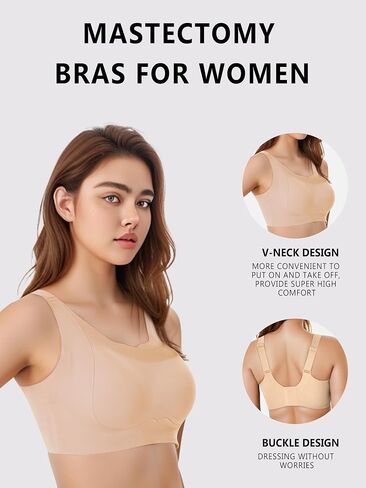Post Mastectomy Bra for Women, Mastectomy Bra with Pockets, Post Surgery Bra for Breast Prosthesis Breast Forms in Saudi Arabia