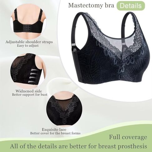 Mastectomy Bra Post Surgery Bra Pocket Bra for Breast Prosthesis Breast Forms in Kuwait