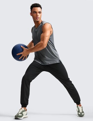 CRZ YOGA Athletic Joggers for Men - 31" Lightweight Running Training Pants with Zip Pockets and Ankle Zippers in Saudi Arabia