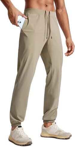 CRZ YOGA Athletic Joggers for Men - 31" Lightweight Running Training Pants with Zip Pockets and Ankle Zippers in Saudi Arabia