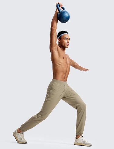 CRZ YOGA Athletic Joggers for Men - 31" Lightweight Running Training Pants with Zip Pockets and Ankle Zippers in Saudi Arabia