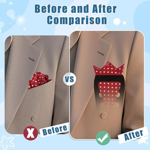 Pocket Squares for Men, Polka Dots Cotton Men's Handkerchiefs with Pocket Square Holder for Wedding Party Daily Suit in Saudi Arabia