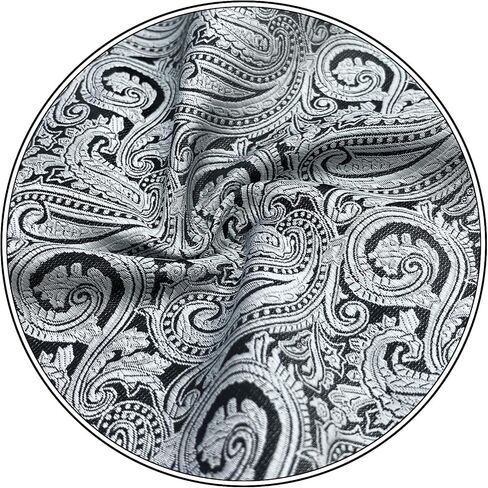 S&W SHLAX&WING Mens Pocket Square Paisley White Black Elegant Large Party Woven in Kuwait