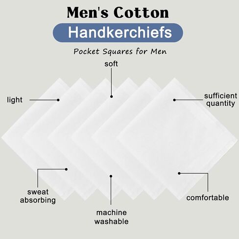 Men's Cotton Handkerchiefs Solid Color Pocket Squares for Men Soft Suit Pocket Square Hanky in Saudi Arabia