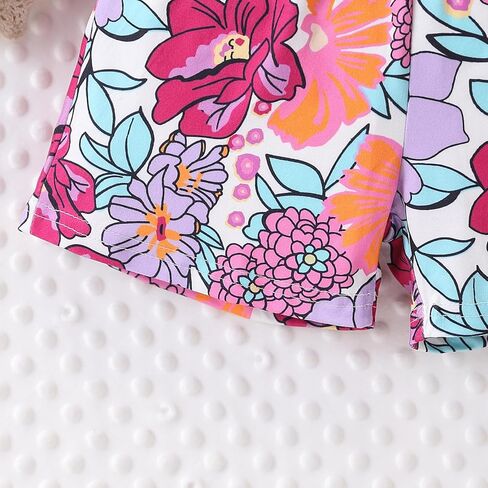 3-8 T Toddler Girls Clothing Set Set Shulk Sleeve Bow Tie Top + Floral Shorts in Kuwait