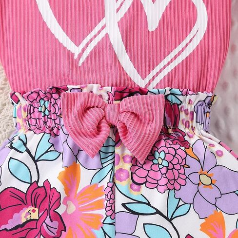 3-8 T Toddler Girls Clothing Set Set Shulk Sleeve Bow Tie Top + Floral Shorts in Kuwait