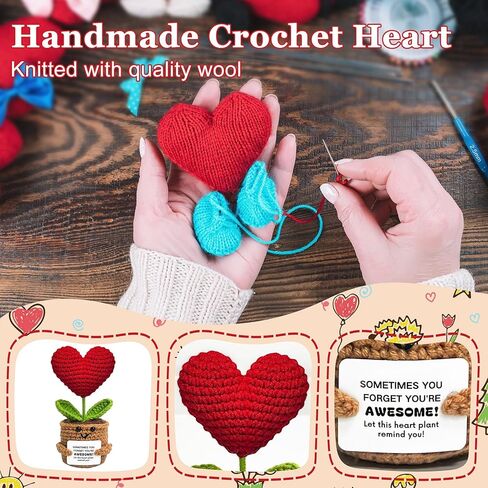Positive Crochet Animal Heart Flower Gifts, Appreciation Gift for Coworker, Friend, Sister, Teacher, Mom - Christmas, Birthday, Thank You Gift for Women, Men in Kuwait