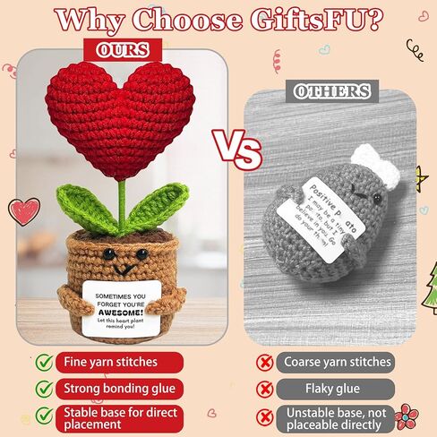 Positive Crochet Animal Heart Flower Gifts, Appreciation Gift for Coworker, Friend, Sister, Teacher, Mom - Christmas, Birthday, Thank You Gift for Women, Men in Kuwait