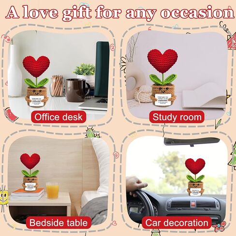 Positive Crochet Animal Heart Flower Gifts, Appreciation Gift for Coworker, Friend, Sister, Teacher, Mom - Christmas, Birthday, Thank You Gift for Women, Men in Kuwait