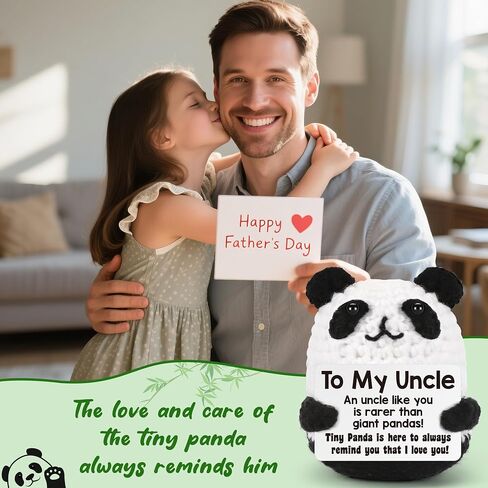 BdayPtion Uncle Gifts for Fathers Day, Birthday Best Uncle Gifts from Niece Nephew, I Love You Gift to My Favorite Uncles, Funny Handmade Crochet Animals Panda Uncles Present in Kuwait