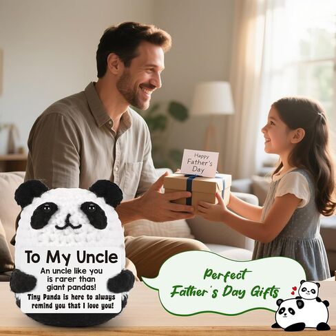 BdayPtion Uncle Gifts for Fathers Day, Birthday Best Uncle Gifts from Niece Nephew, I Love You Gift to My Favorite Uncles, Funny Handmade Crochet Animals Panda Uncles Present in Kuwait
