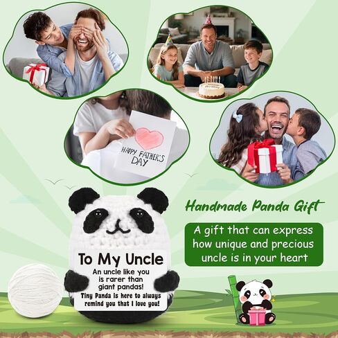 BdayPtion Uncle Gifts for Fathers Day, Birthday Best Uncle Gifts from Niece Nephew, I Love You Gift to My Favorite Uncles, Funny Handmade Crochet Animals Panda Uncles Present in Kuwait