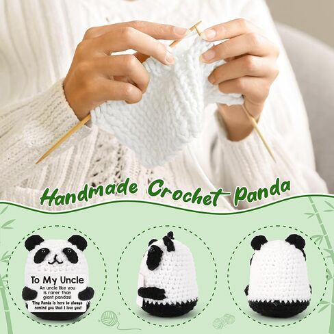BdayPtion Uncle Gifts for Fathers Day, Birthday Best Uncle Gifts from Niece Nephew, I Love You Gift to My Favorite Uncles, Funny Handmade Crochet Animals Panda Uncles Present in Kuwait