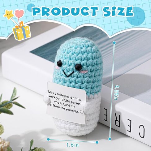 Nurse Gift Pharmacy Gift Crochet Pill Doll CNA Week Nurse Appreciation Keepsake with Inspirational Card Smiling Face for Women Pharmacist Doctor RN LPN Office Decor Party Favor(Blue) in Saudi Arabia