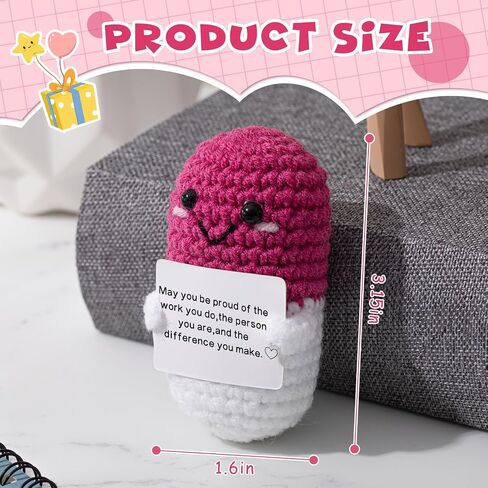Nurse Gift Pharmacy Gift Crochet Pill Doll CNA Week Nurse Appreciation Keepsake with Inspirational Card Smiling Face for Women Pharmacist Doctor RN LPN Office Decor Party Favor(Blue) in Saudi Arabia