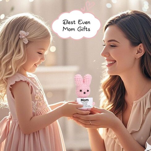 Mini Mothers Day Mom Gifts from Daughter Son Cute Handmade Crochet Pink Bunny for Mothers Birthday Gifts for Mother New Mommy Step Bonus Mom Mother in Law Cute Thoughtful Mother's Day Present Ideas in Saudi Arabia