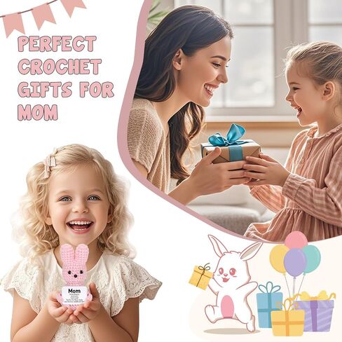 Mini Mothers Day Mom Gifts from Daughter Son Cute Handmade Crochet Pink Bunny for Mothers Birthday Gifts for Mother New Mommy Step Bonus Mom Mother in Law Cute Thoughtful Mother's Day Present Ideas in Saudi Arabia