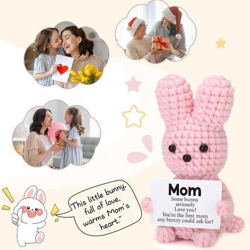 Mini Mothers Day Mom Gifts from Daughter Son Cute Handmade Crochet Pink Bunny for Mothers Birthday Gifts for Mother New Mommy Step Bonus Mom Mother in Law Cute Thoughtful Mother's Day Present Ideas in Saudi Arabia