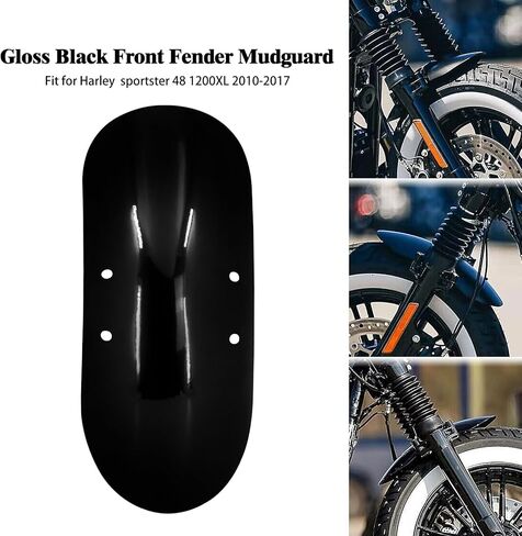 Motorcycle Short Front Fender Mudguard 13 5/8" Metal Iron Fit For Harley Sportster Forty Eight 48 XL1200X XL 1200 2010-2020 (Gloss Black) in Kuwait