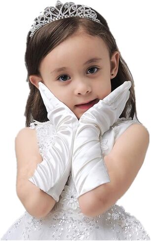 PENINSULA LOVE Kids Satin Opera Gloves Long Shiny Dress Up Gloves Stretchy Flapper Elbow Gloves for Girl Princess 2-8year in Saudi Arabia