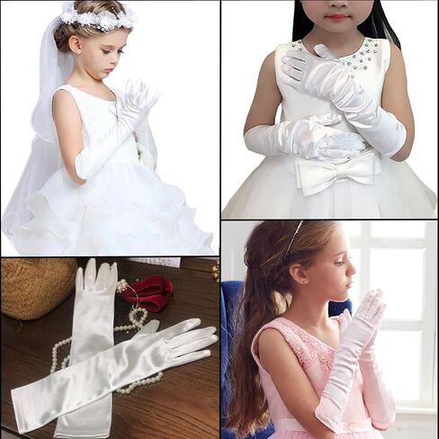 PENINSULA LOVE Kids Satin Opera Gloves Long Shiny Dress Up Gloves Stretchy Flapper Elbow Gloves for Girl Princess 2-8year in Saudi Arabia
