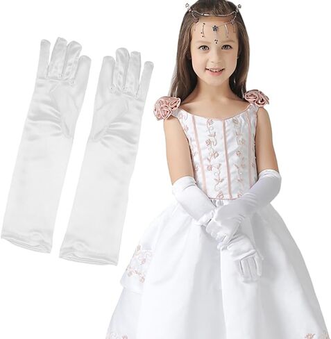 PENINSULA LOVE Kids Satin Opera Gloves Long Shiny Dress Up Gloves Stretchy Flapper Elbow Gloves for Girl Princess 2-8year in Saudi Arabia