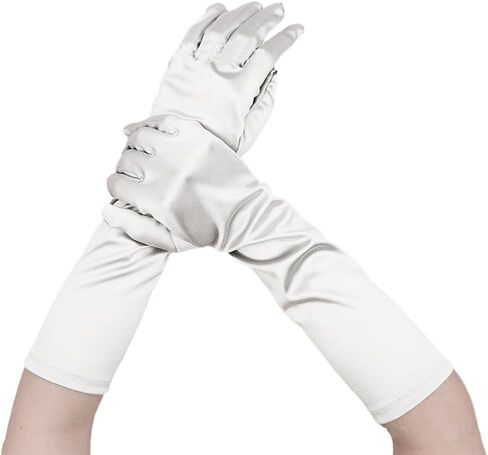PENINSULA LOVE Kids Satin Opera Gloves Long Shiny Dress Up Gloves Stretchy Flapper Elbow Gloves for Girl Princess 2-8year in Saudi Arabia