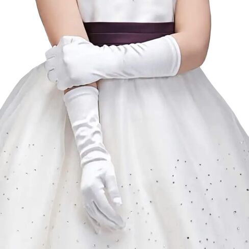 PENINSULA LOVE Kids Satin Opera Gloves Long Shiny Dress Up Gloves Stretchy Flapper Elbow Gloves for Girl Princess 2-8year in Saudi Arabia
