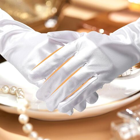 JUNART Long Satin Gloves,Elegant Elbow Length Gloves for Opera Party, Wedding, Evening Dresses,Carnival Costume, Dance in Saudi Arabia