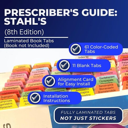 Book Tabs for Desk Reference to The Diagnostic Criteria from DSM-5-TR. Laminated, Color-Coded, and Removable with Alignment Card for Easy Installation (Book not Included) in Kuwait