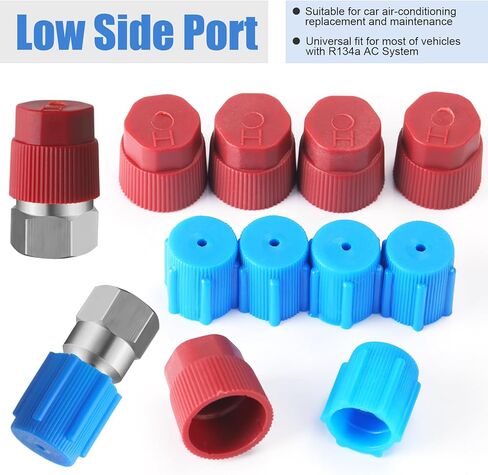 Gisafai 4 Pack R12/R22 إلى R134A مجموعة تحويل محول عالية/منخفضة من محول التعديل التحديثي لترويجيات AC 1/4 '' إلى 7/16 "-20 و 40 PCS CAP CAP CAPLER CONCLITION CORPHING AC CORTRIGERANT (الذهب) in Saudi Arabia