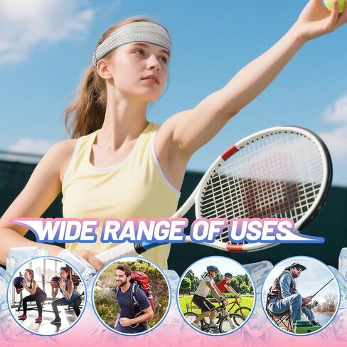 Cooling Headbands for Men Women - 4Pcs Highly Elastic Quick Chilly Workout Sweat Band, Comfortable Moisture Wicking Hairband in Kuwait