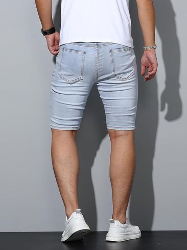 Mens Womens Jorts Ripped Jean Shorts Stretch Skinny Denim Shorts Y2k Destroyed Distressed Casual Summer Shorts in Kuwait