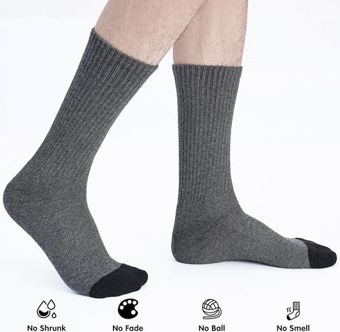 Mens 100% Cotton Cushioned Crew Socks, Athletic Performance Moisture Wicking Work socks in Kuwait