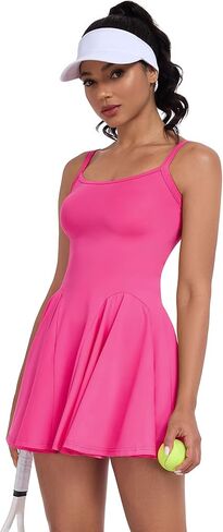 ECOWISH Women's Tennis Dress with Shorts Pockets, Summer Sleeveless Pleated Mini Athletic Golf Workout Sports Skort in Saudi Arabia