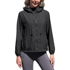 Women's Waterproof Reversible Rain Jacket Lightweight Hooded Windbreaker with Pockets Outdoor Portable Raincoat