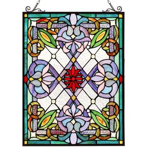Capulina Victorian Style Window Panels - Stained Glass Suncatchers - Handicrafts for Home Window Decor